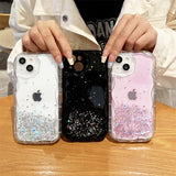 Curly Wave Frame Glitter Stars Sequins Compatible with iPhone Case