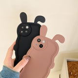 Curly Wavy Frame Cute Rabbit Ears Compatible with iPhone Case